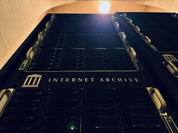 Server rack at the Internet Archive